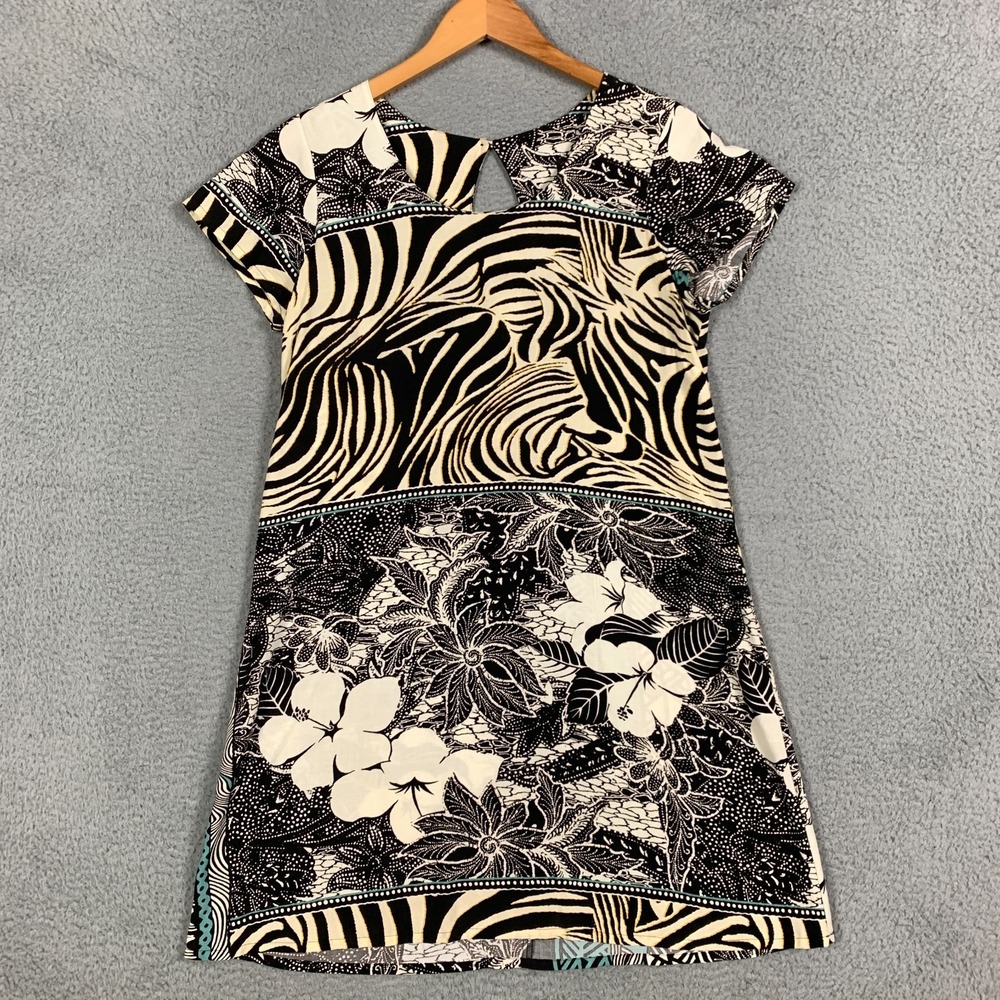 Jams World Hula Moon Zebiscus Dress Women's Medium M Floral Hawaiian Vintage VTG